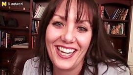 Chubby blonde gives a wet blowjob